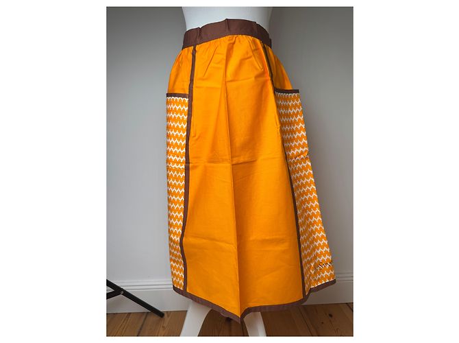 Gonna vintage Yves Saint Laurent nera e gialla Arancione - vista 5