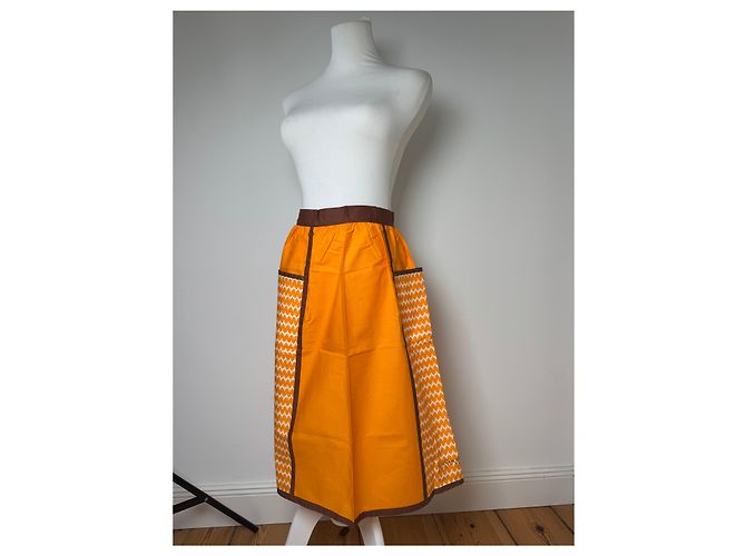 Gonna vintage Yves Saint Laurent nera e gialla Arancione - vista 6