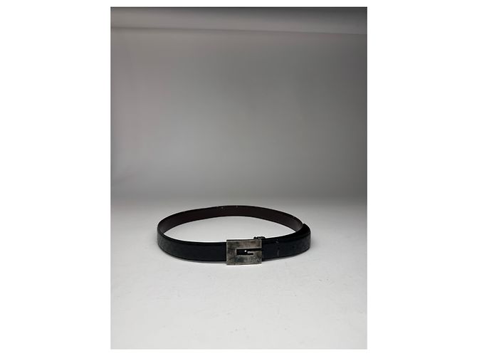Vintage Gucci Monogram Leder Gürtel Schwarz - Ansicht 11