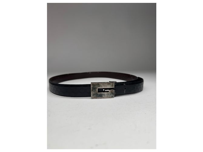 Vintage Gucci Monogram Leder Gürtel Schwarz - Ansicht 3