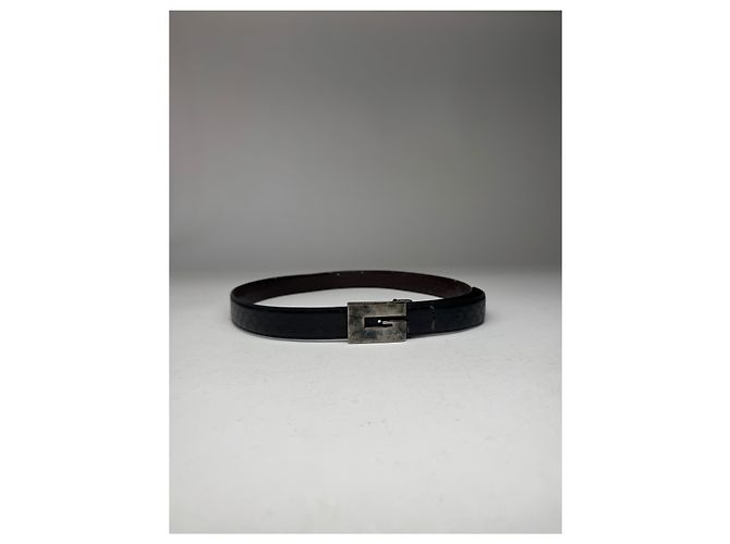 Vintage Gucci Monogram Leder Gürtel Schwarz - Ansicht 6