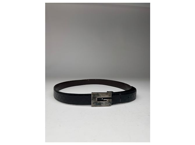 Vintage Gucci Monogram Leder Gürtel Schwarz - Ansicht 9