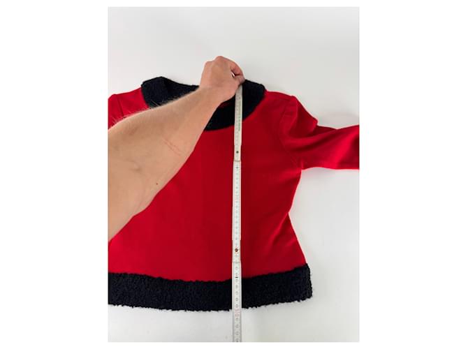 Vintage Courreges Wollpullover rot schwarz M - Ansicht 10