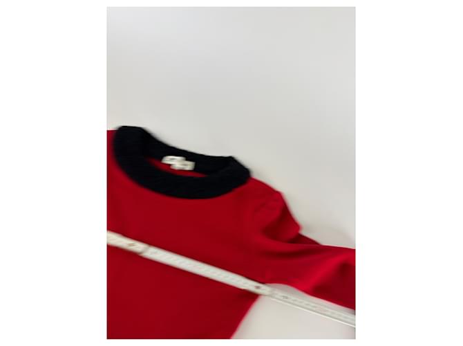 Vintage Courreges Wollpullover rot schwarz M - Ansicht 11