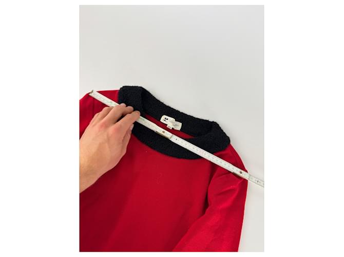 Vintage Courreges Wollpullover rot schwarz M - Ansicht 12