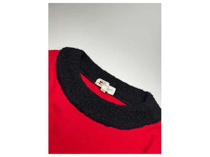 Vintage Courreges Wollpullover rot schwarz M - Ansicht 14