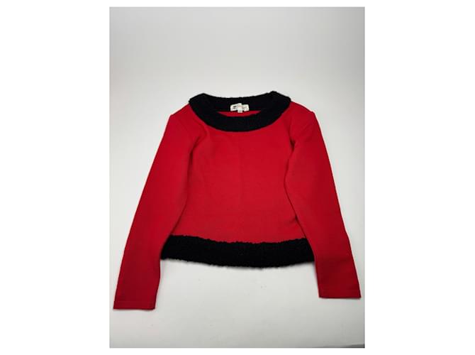 Vintage Courreges Wollpullover rot schwarz M - Ansicht 15