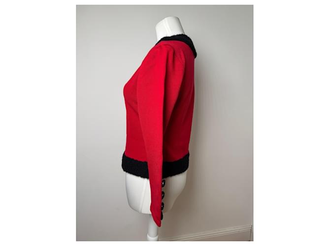 Vintage Courreges Wollpullover rot schwarz M - Ansicht 3