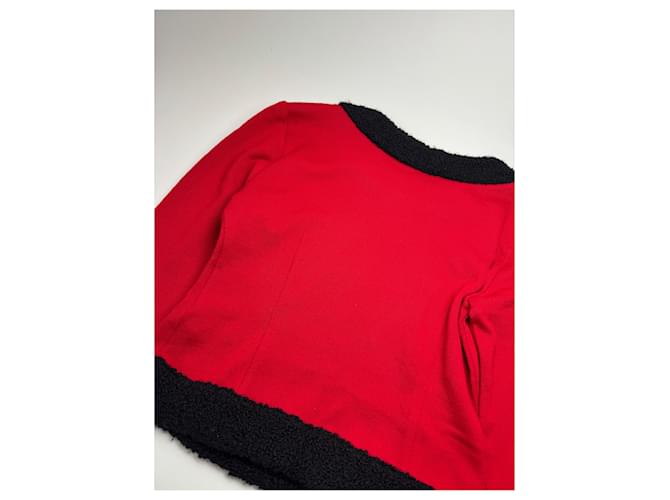 Vintage Courreges Wollpullover rot schwarz M - Ansicht 5