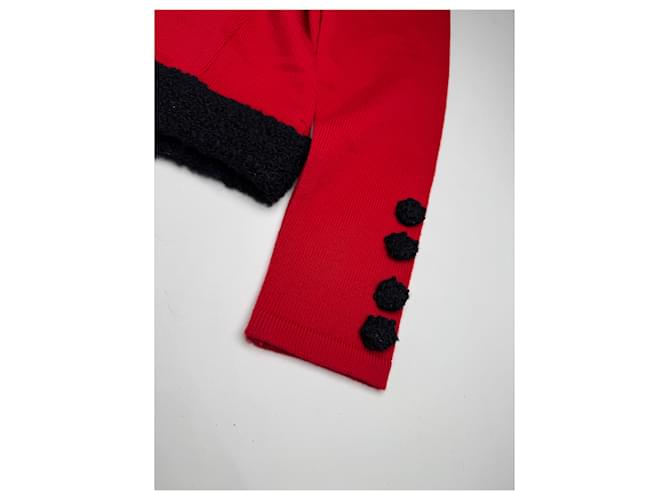 Vintage Courreges Wollpullover rot schwarz M - Ansicht 6