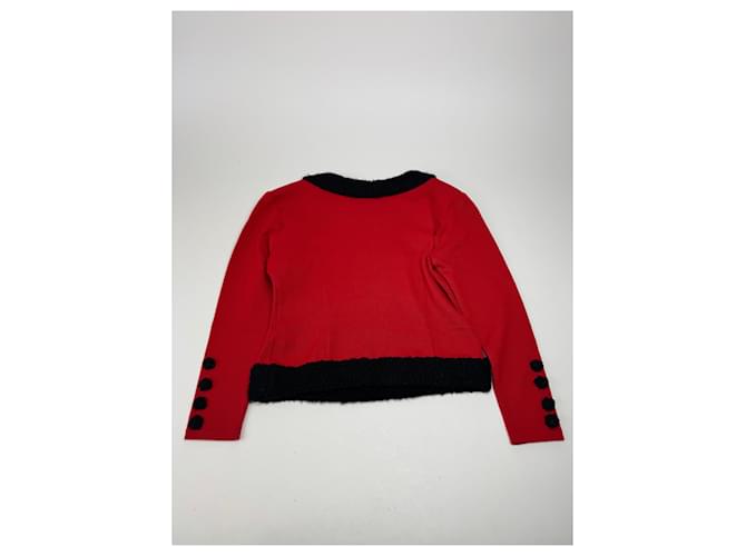Vintage Courreges Wollpullover rot schwarz M - Ansicht 7