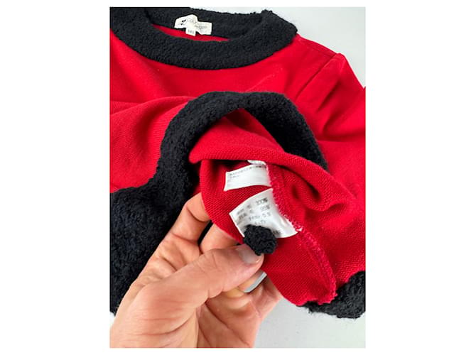 Vintage Courreges Wollpullover rot schwarz M - Ansicht 9