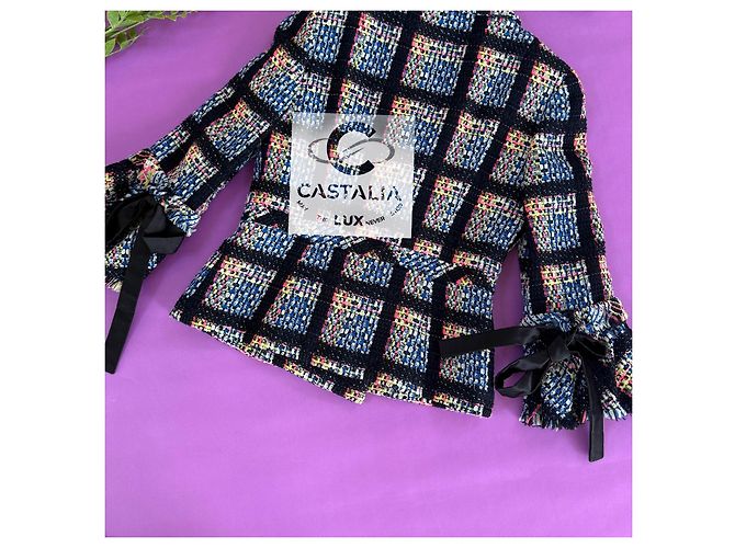Chanel Neue CC Camellias Tweedjacke mit Schleifen 36 FR Mehrfarben - Ansicht 10
