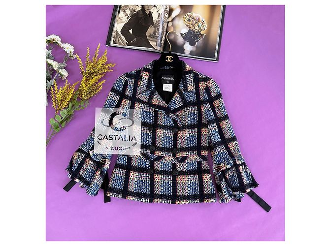 Chanel Neue CC Camellias Tweedjacke mit Schleifen 36 FR Mehrfarben - Ansicht 8