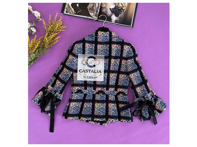 Chanel Neue CC Camellias Tweedjacke mit Schleifen 36 FR Mehrfarben - Ansicht 9