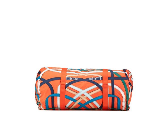 Duffle Hermès Borsa Boston Cavalcadour 44 in seta d'aria Hermes Multicolore Arancione - vista 3