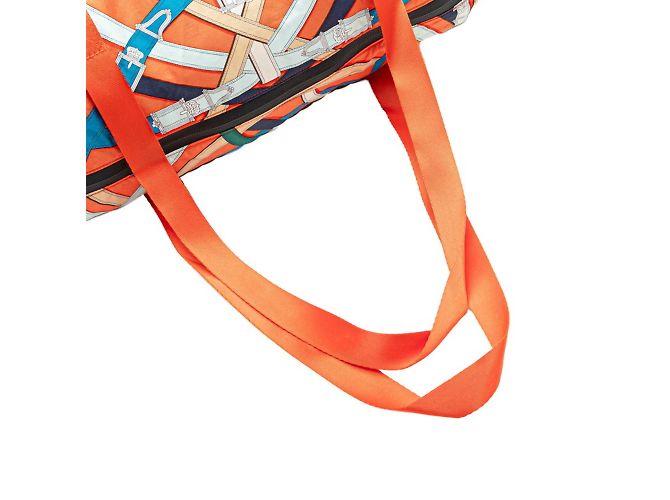 Duffle Hermès Borsa Boston Cavalcadour 44 in seta d'aria Hermes Multicolore Arancione - vista 4