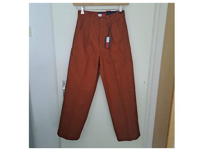 Pantalones Tommy Hilfiger de algodón Terracota Caramelo - vista 4