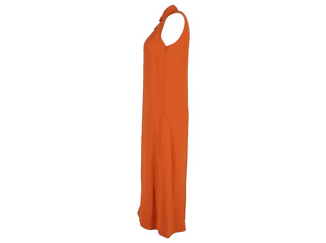 Valentino Garavani Valentino Midi Asymmetric Tent Dress in Orange Silk - view 2