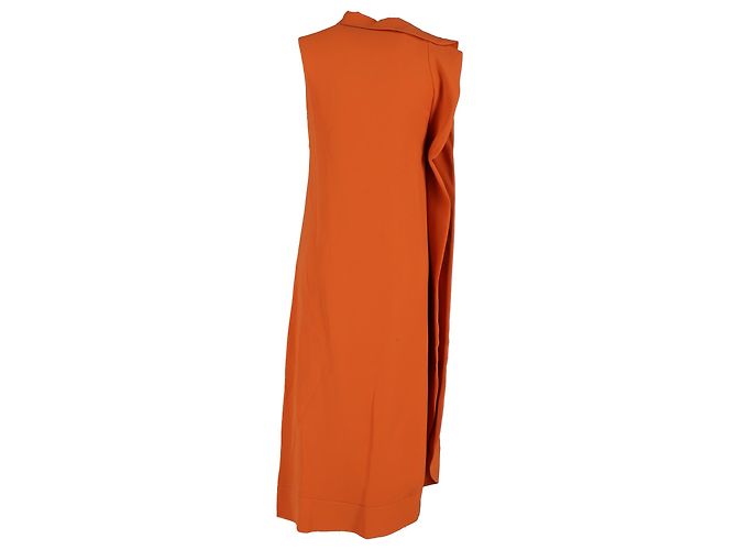 Valentino Garavani Valentino Midi Asymmetric Tent Dress in Orange Silk - view 3