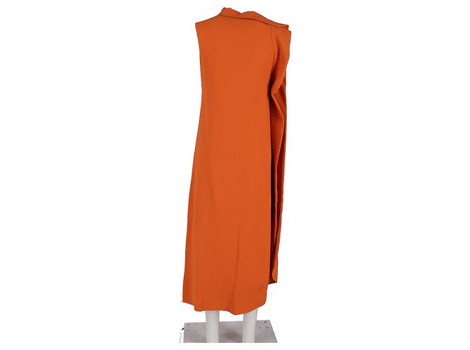 Valentino Garavani Valentino Midi Asymmetric Tent Dress in Orange Silk - view 6