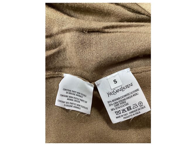 Saint Laurent V-Ausschnitt-Cardigan aus beigem Kaschmir - Ansicht 12