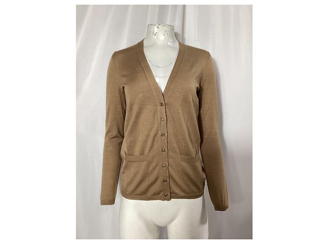 Saint Laurent V-Ausschnitt-Cardigan aus beigem Kaschmir - Ansicht 7