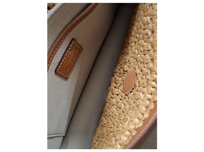 Borsa a spalla Tod's T Timeless in Rafia e Pelle Marrone - vista 15