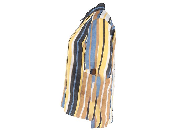Camicia a righe con bottoni Sandro in lino multicolore - vista 2