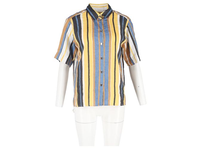 Camicia a righe con bottoni Sandro in lino multicolore - vista 4
