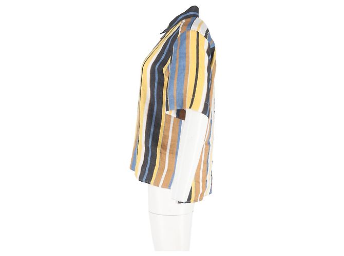 Camicia a righe con bottoni Sandro in lino multicolore - vista 5