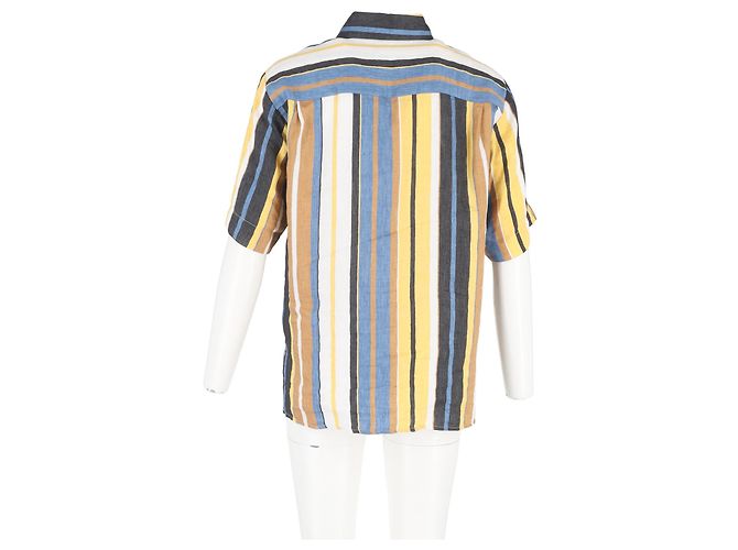 Camicia a righe con bottoni Sandro in lino multicolore - vista 6