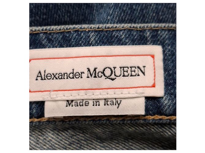 Jeans droit en coton bleu avec logo Alexander Mcqueen - vue 3