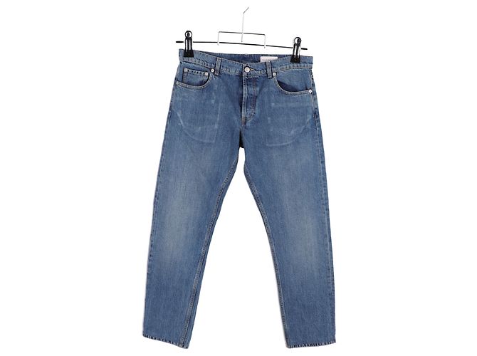 Jeans droit en coton bleu avec logo Alexander Mcqueen - vue 4