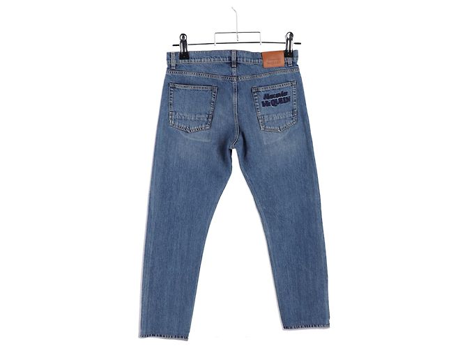 Jeans droit en coton bleu avec logo Alexander Mcqueen - vue 5