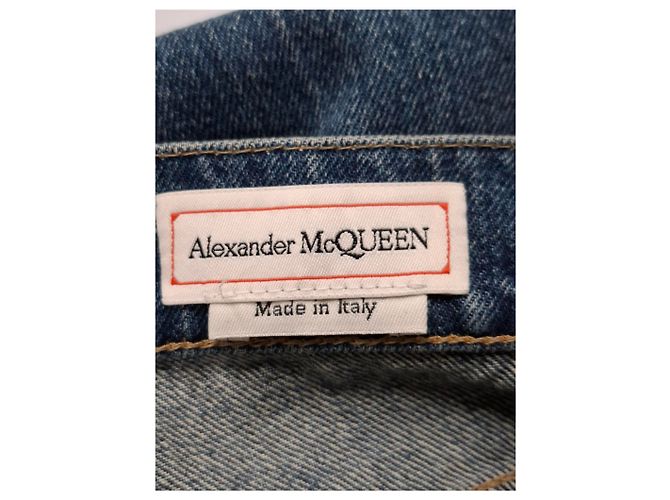 Jeans droit en coton bleu avec logo Alexander Mcqueen - vue 6