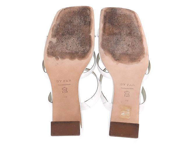 By Far Cross-Strap Slip-On Heels in White Leather Cream - view 6