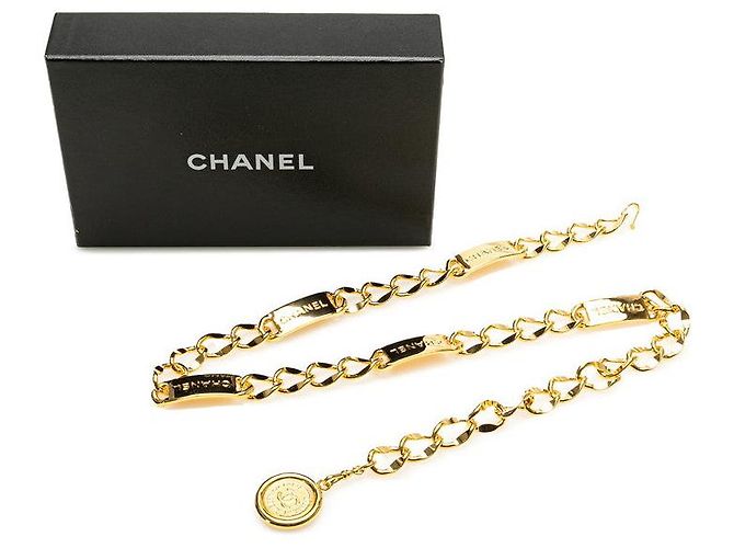 Chanel Cambon Coco Mark Medaillon Kettengürtel Golden Metallisch - Ansicht 5
