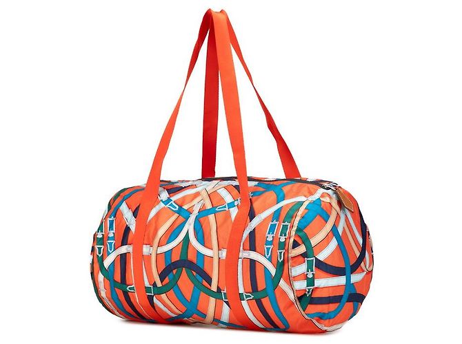 Duffle Hermès Seidenduffelbag orange mehrfarbig - Ansicht 2