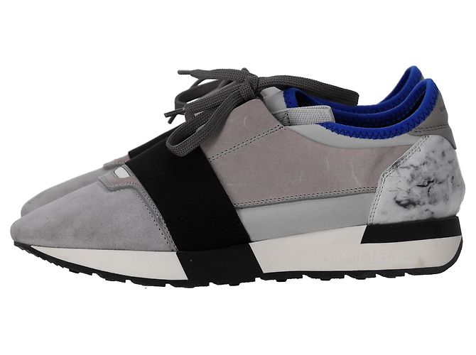 Day Baskets Balenciaga Race Runner en marbre en suède gris - vue 11