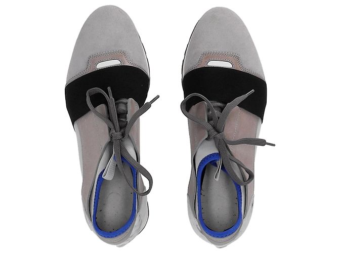 Day Baskets Balenciaga Race Runner en marbre en suède gris - vue 14