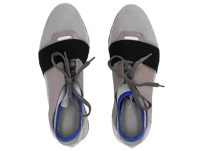 Day Baskets Balenciaga Race Runner en marbre en suède gris - vue 4
