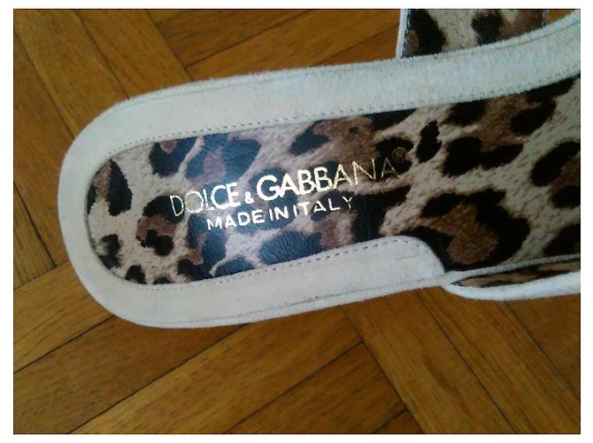 DOLCE & GABBANA MULE IN PELLE SCAMOSCIATA. Bianco sporco - vista 2