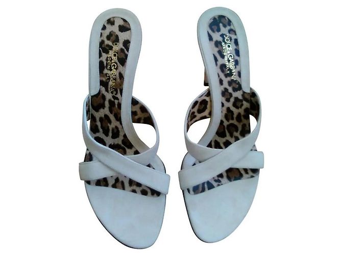 DOLCE & GABBANA MULE IN PELLE SCAMOSCIATA. Bianco sporco - vista 3