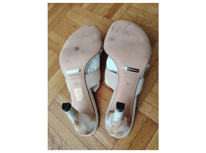 DOLCE & GABBANA MULE IN PELLE SCAMOSCIATA. Bianco sporco - vista 6