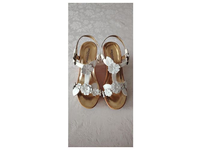 DOLCE & GABBANA ZEPPA IN PELLE. Bianco - vista 3