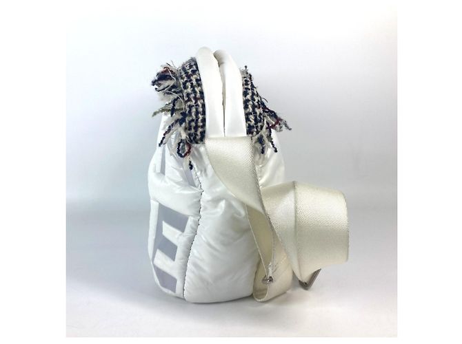 Borsa a Spalla Chanel Coconeige Fringe CC Logo Bianco - vista 3