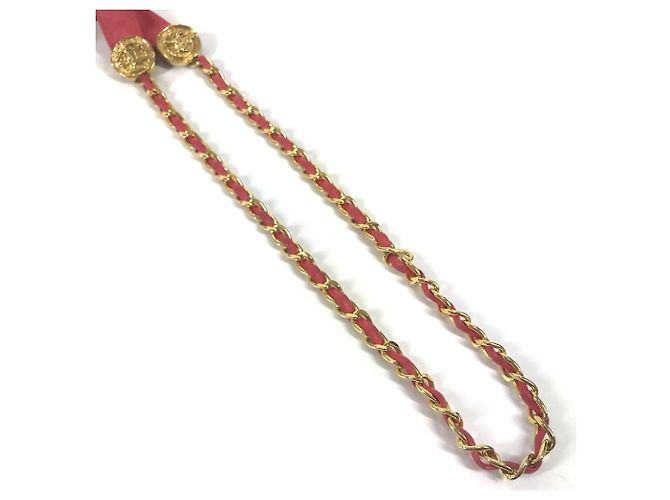 Cintura in catena di monete vintage Chanel Rosa Giallo - vista 2