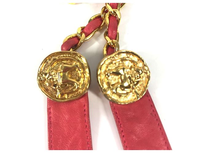 Cintura in catena di monete vintage Chanel Rosa Giallo - vista 3