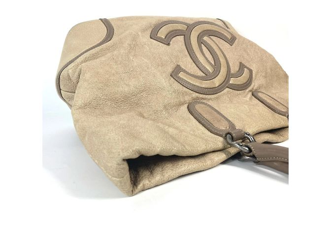 Chanel Deka Coco CC Logo Shoulder Bag Beige - view 11